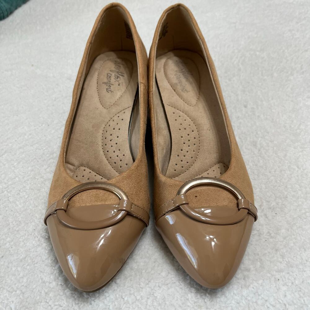 Dexflex Comfort Wedge Women’s Shoes Sz 9.5M Lt. Brown Patent Leather‎ Career